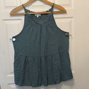 Maurices Womens Medium Teal Crochet Lace Sleeveless Babydoll Tank Top NWT Boho